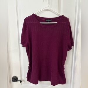 Lane Bryant Purple Shirt-Sleeve Sweater Size 18/20 With Side Ruching